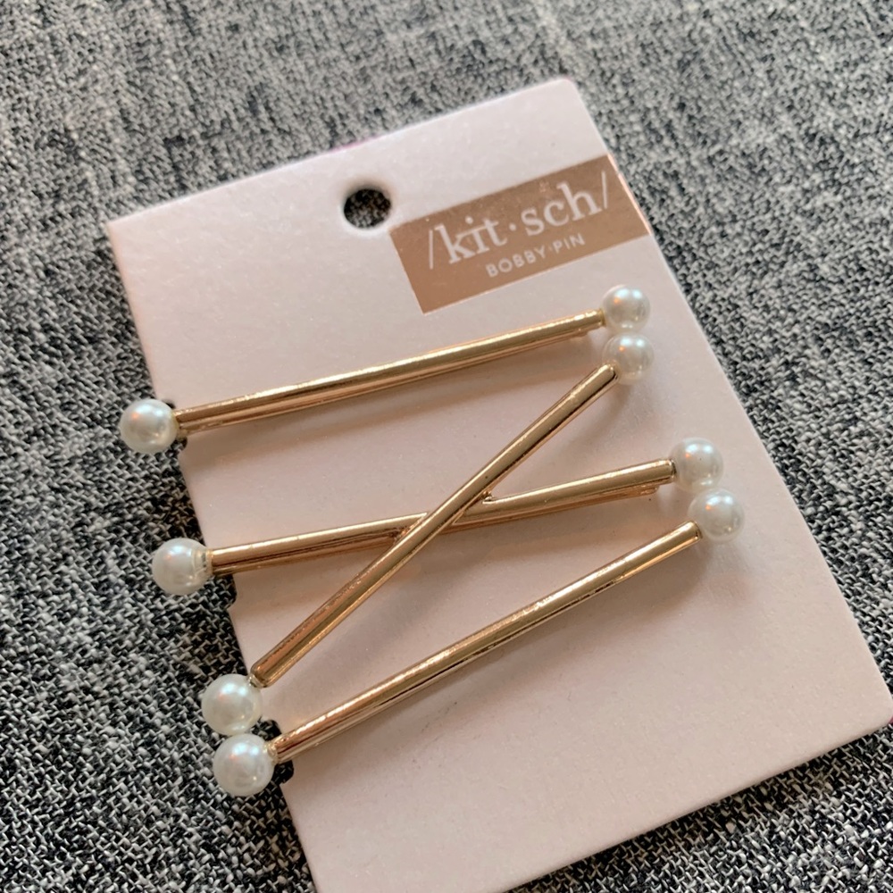 Kitsch hair pins gold and pearl